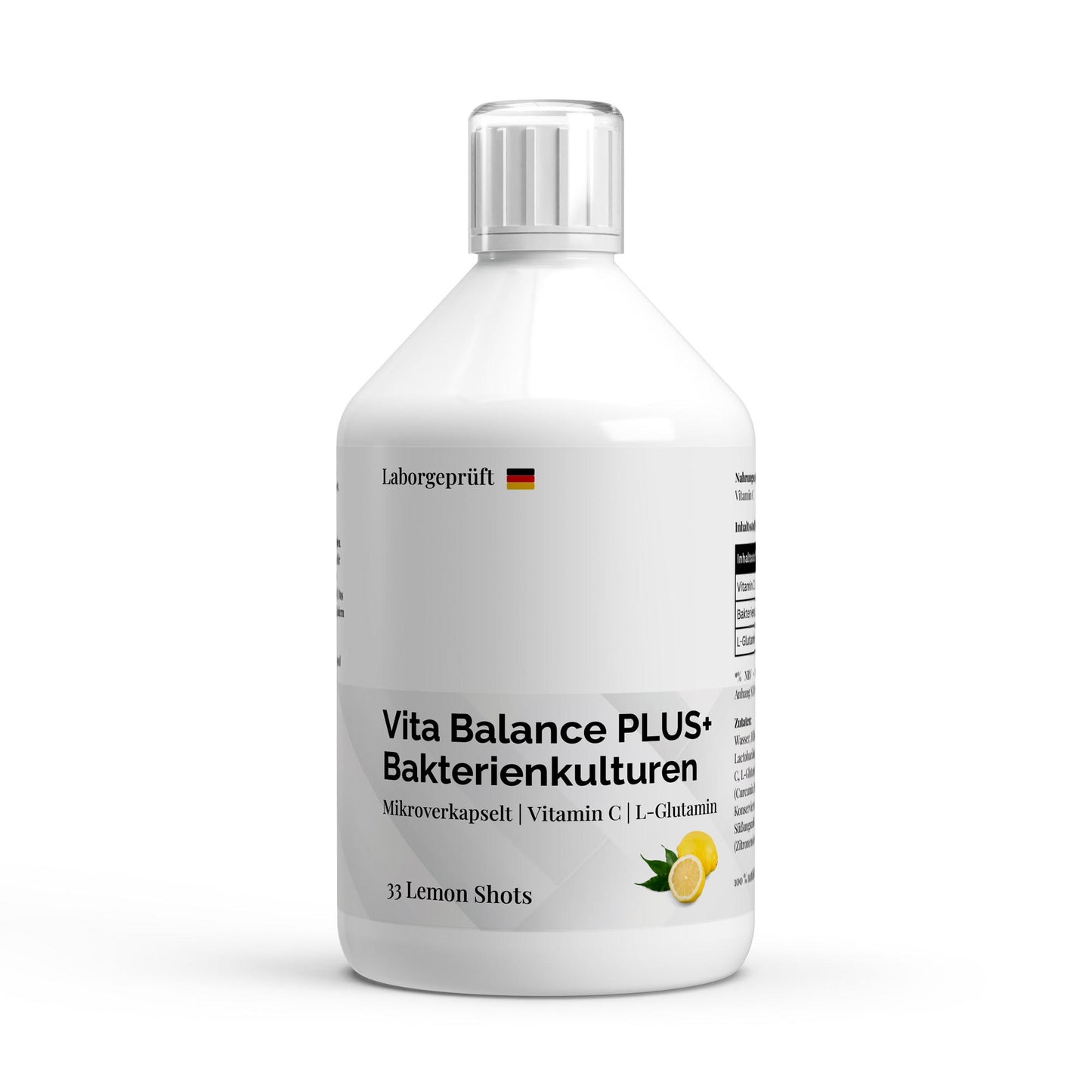 Vita Balance PLUS+ Bakterienkulturen - 33 vegane Lemon Shots - 500ml