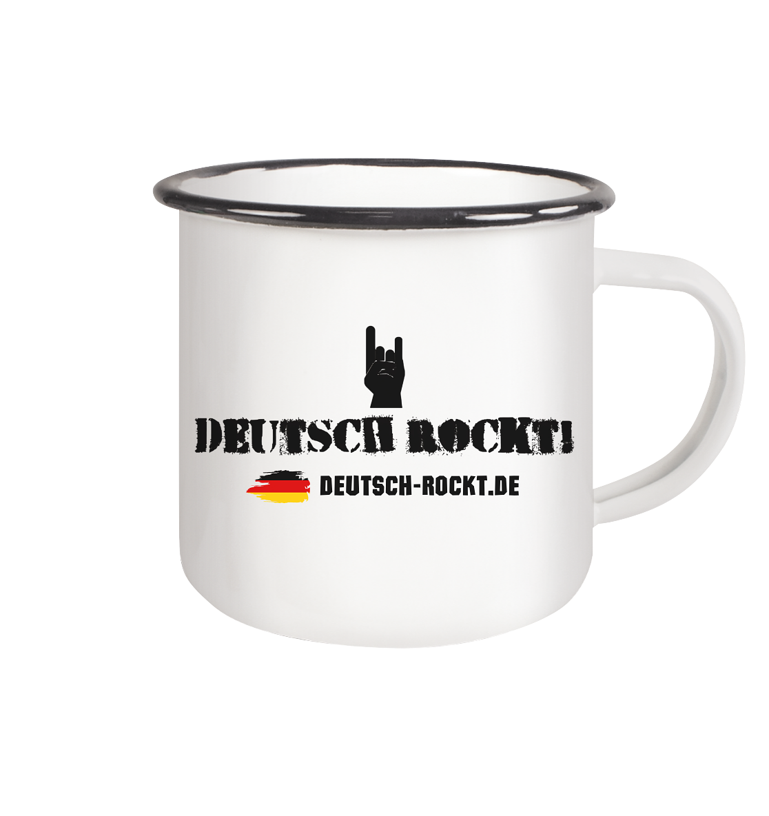 Deutsch Rockt! - Fahne - Emaille Tasse (schwarz)