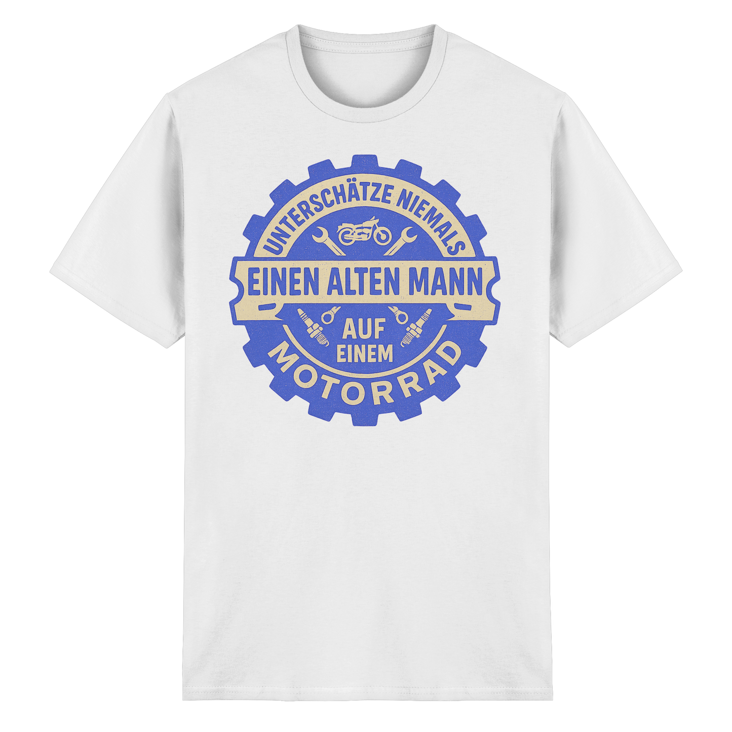 Alter Mann auf einem Motorrad - Zahnrad - T-Shirt