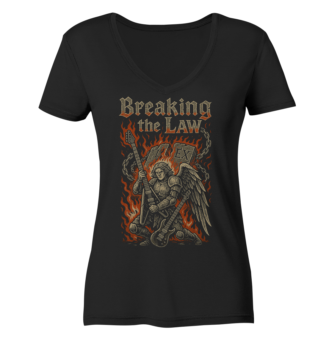 Breaking the Law - Guitar - Damen V-Neck T-Shirt