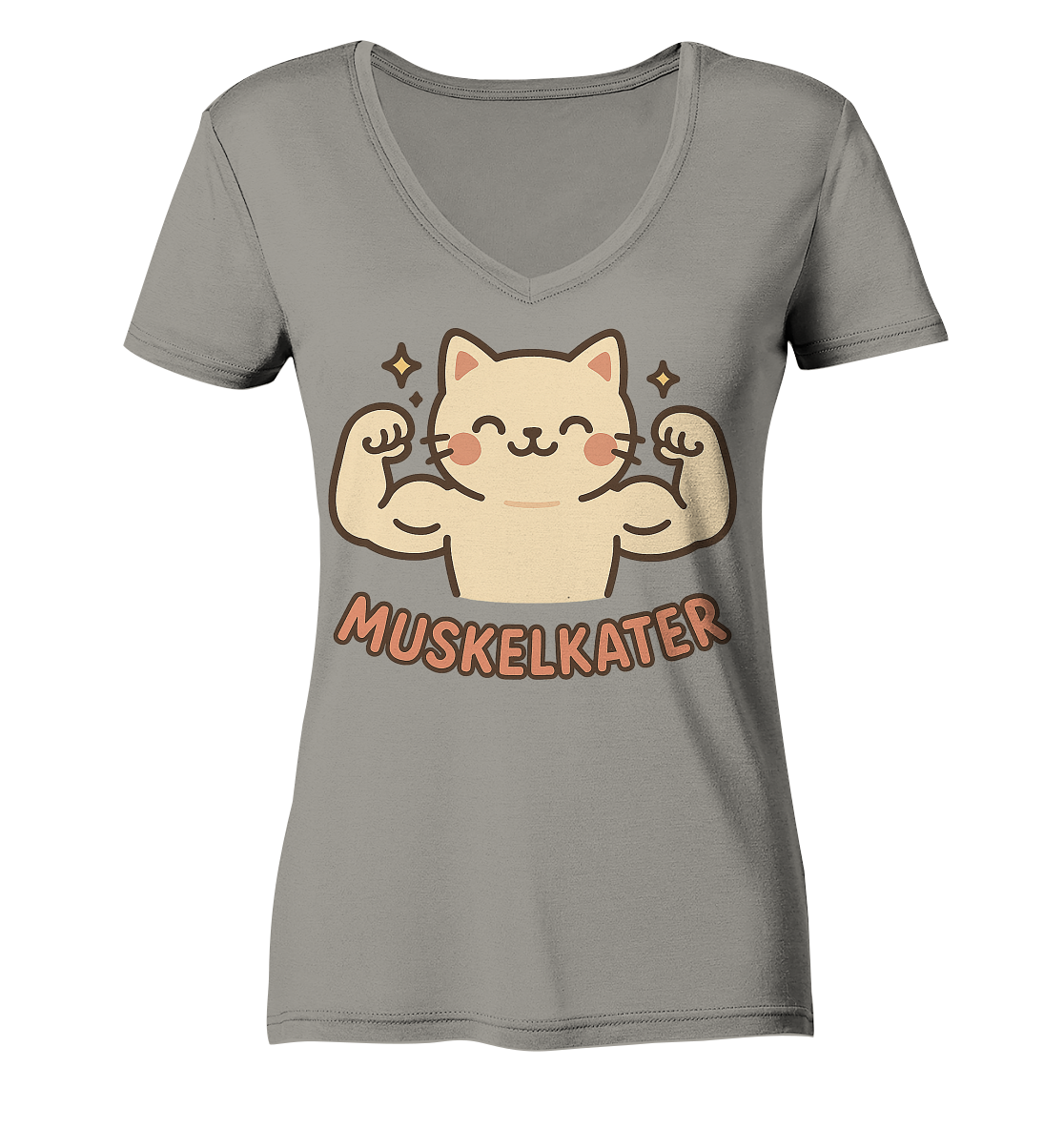 Muskelkater - Kawaii Cat - Damen V-Neck T-Shirt