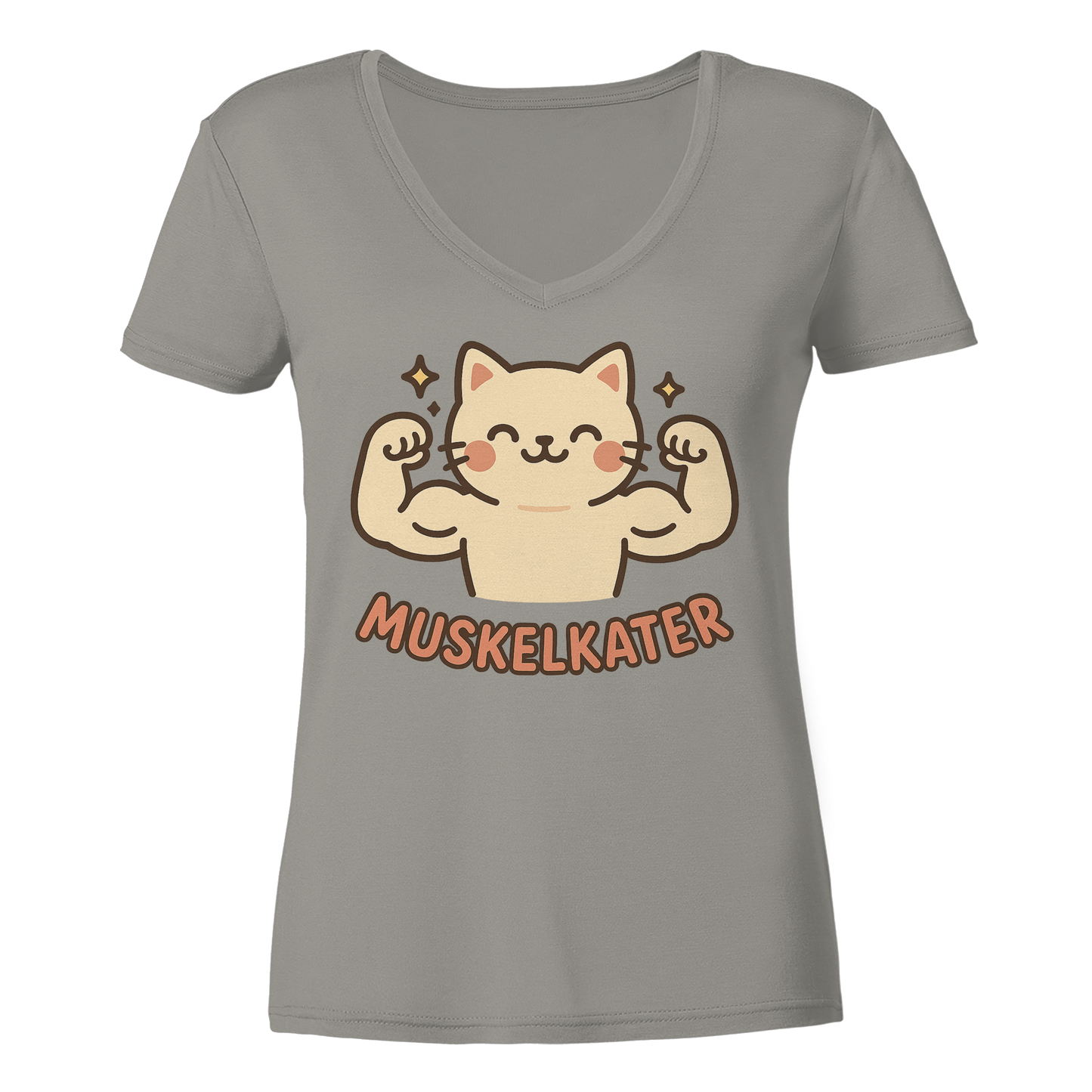 Muskelkater - Kawaii Cat - Damen V-Neck T-Shirt