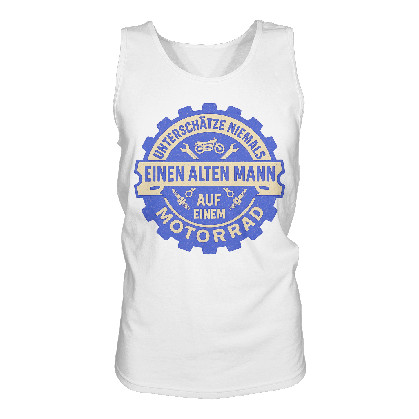 Alter Mann auf einem Motorrad - Zahnrad - Herren Tank-Top Shirt