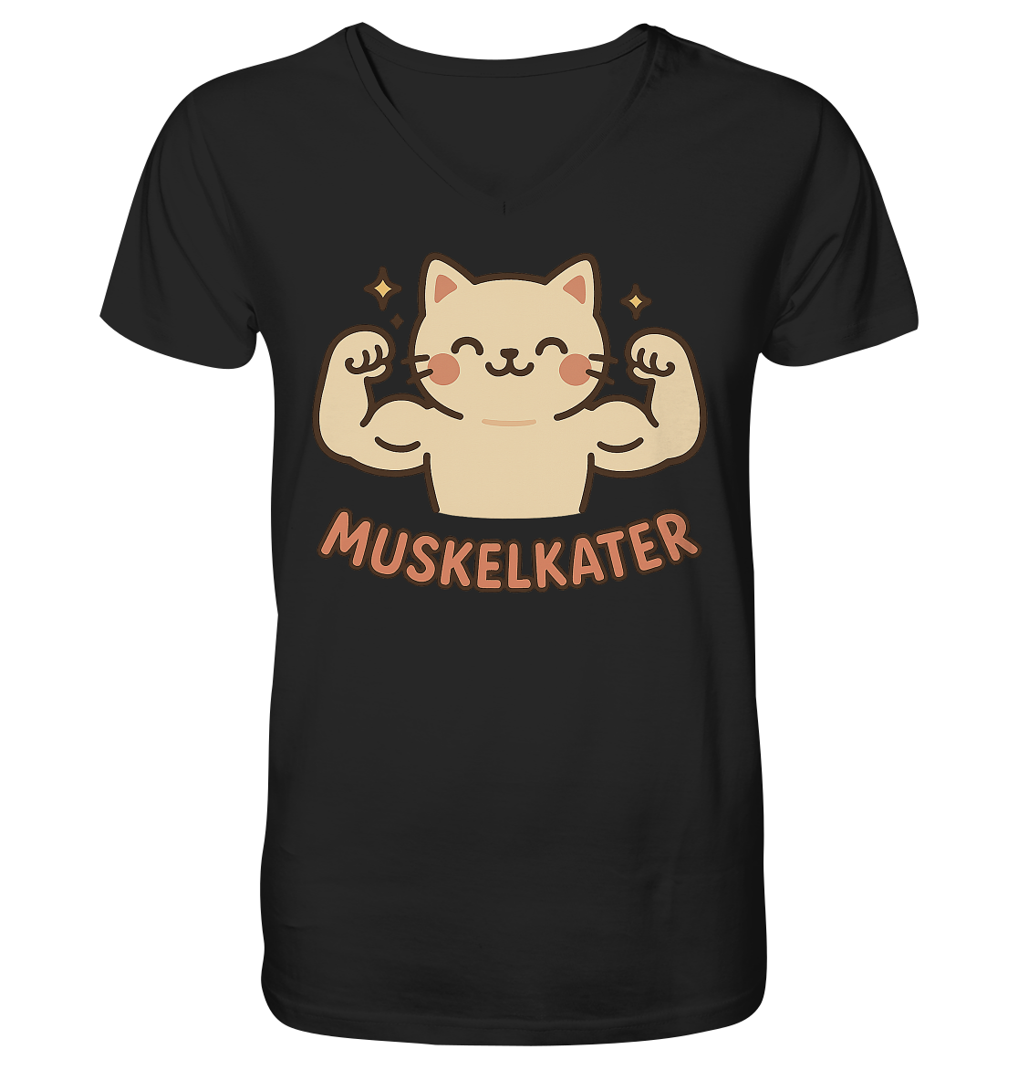 Muskelkater - Kawaii Cat - Herren V-Neck T-Shirt