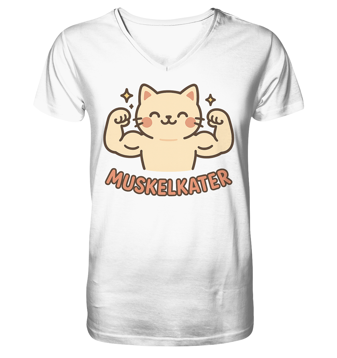 Muskelkater - Kawaii Cat - Herren V-Neck T-Shirt