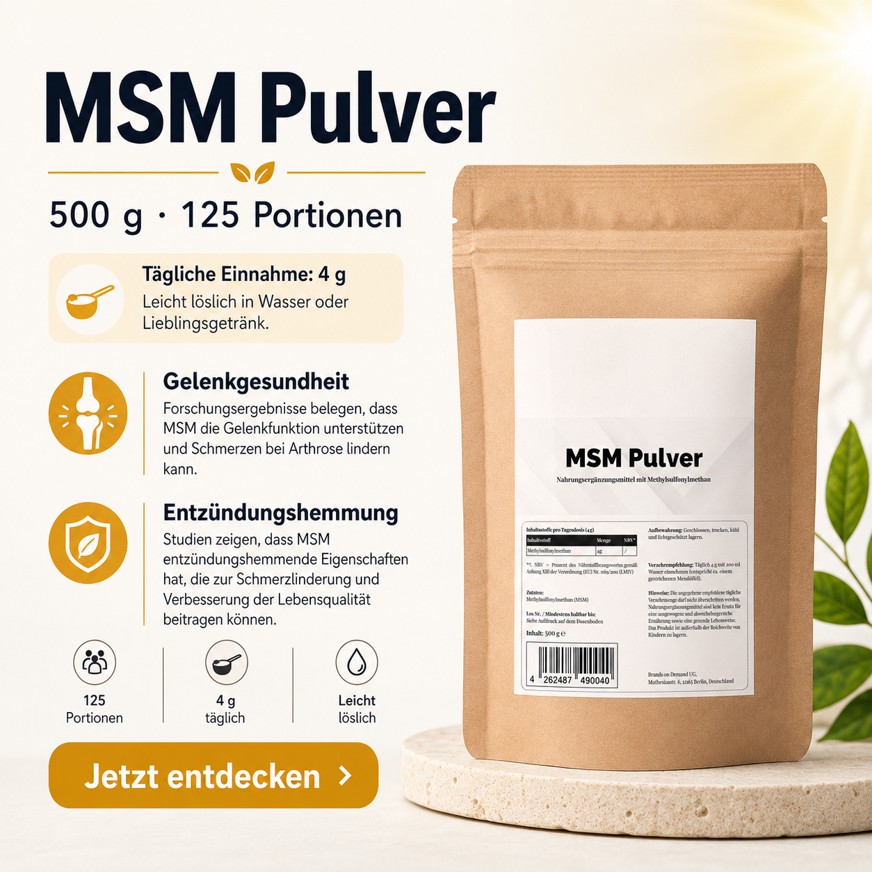 MSM Pulver - 500g