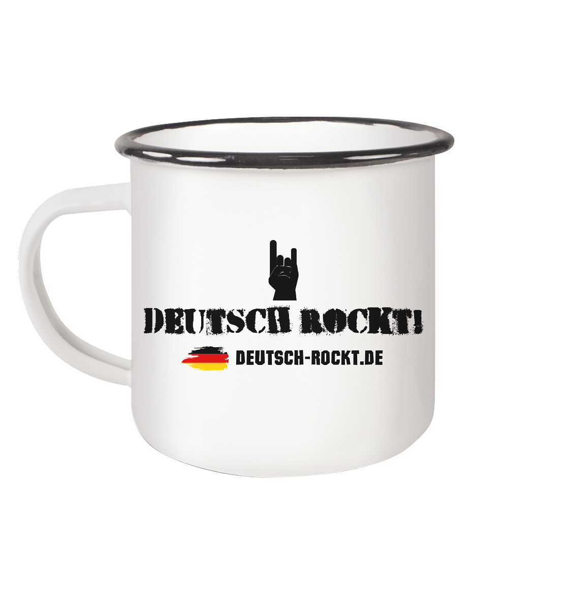 Deutsch Rockt! - Fahne - Emaille Tasse (schwarz)