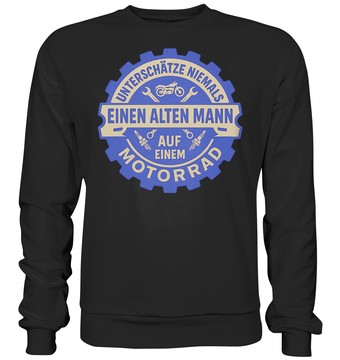 Alter Mann auf einem Motorrad - Zahnrad - Sweatshirt