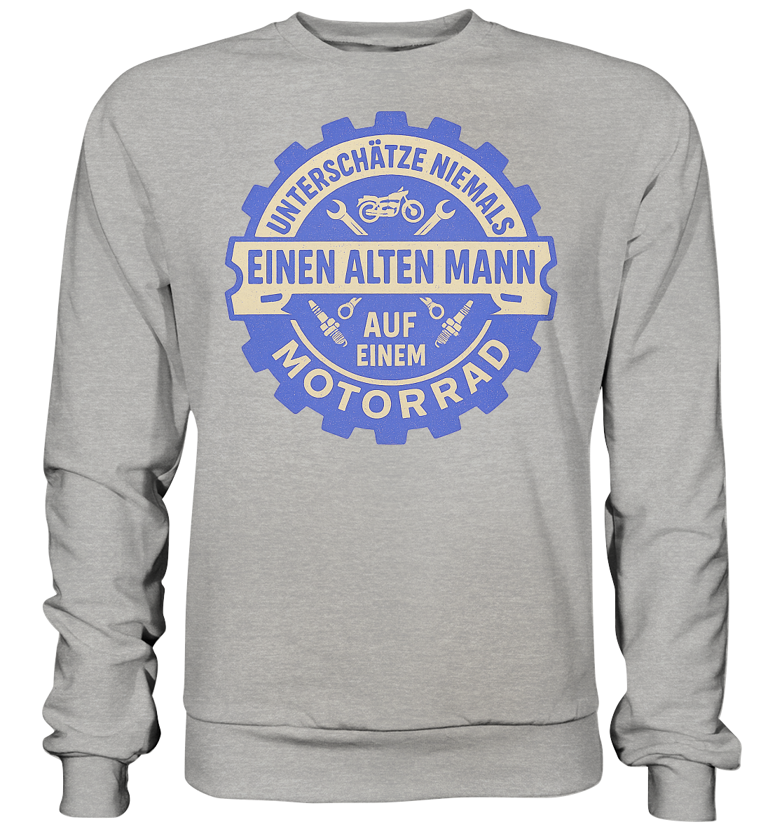 Alter Mann auf einem Motorrad - Zahnrad - Sweatshirt