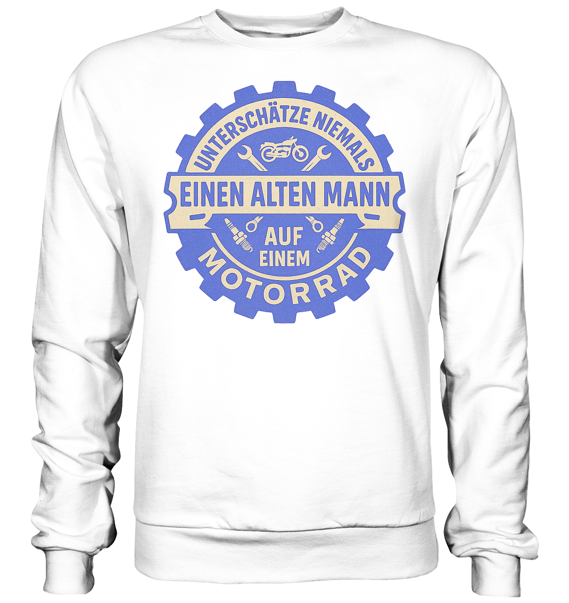 Alter Mann auf einem Motorrad - Zahnrad - Sweatshirt