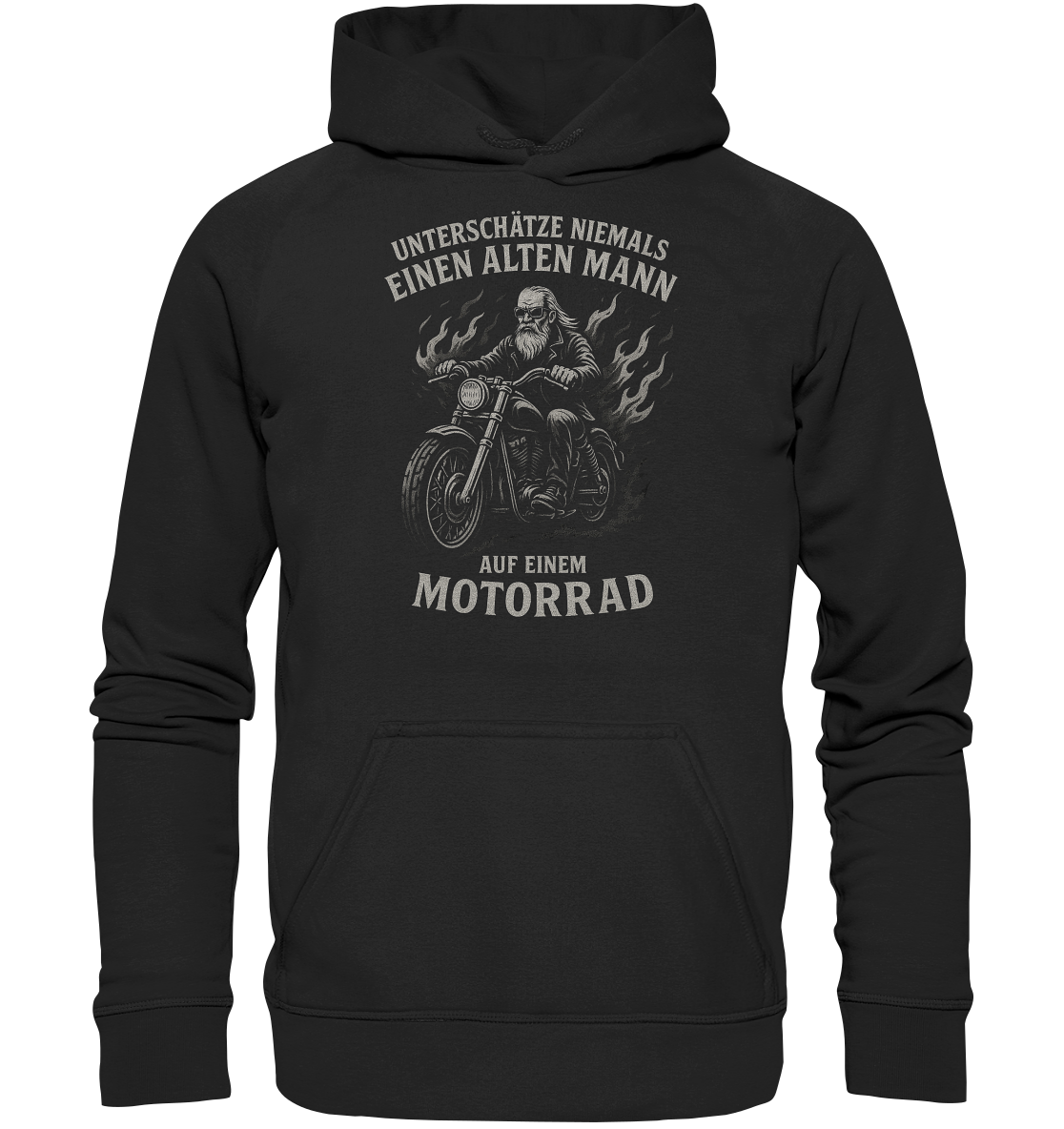 Alter Mann mit Motorrad - Hoodie / Kapuzenpullover