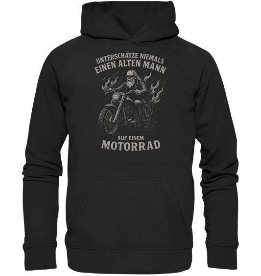 Alter Mann mit Motorrad - Hoodie / Kapuzenpullover