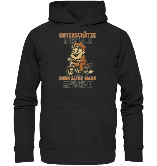 Alter Mann auf einem Motorrad - Hoodie / Kapuzenpullover