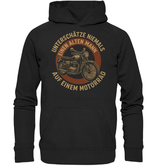 Unterschätze niemals einen alten Mann auf einem Motorrad - Hoodie / Kapuzenpullover