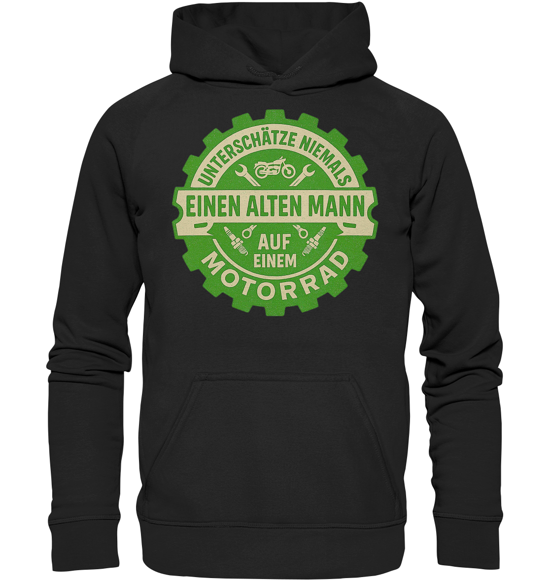 Alter Mann auf einem Motorrad - Hoodie / Kapuzenpullover