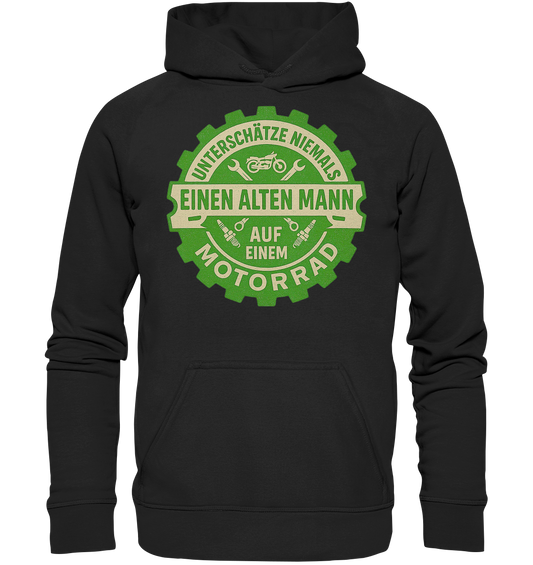 Alter Mann auf einem Motorrad - Hoodie / Kapuzenpullover