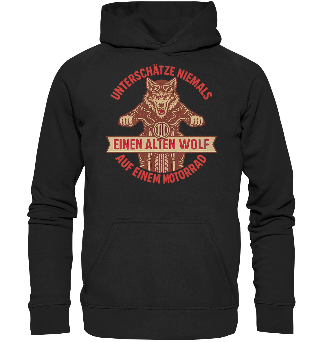 Alter Wolf auf einem Motorrad - Hoodie / Kapuzenpullover