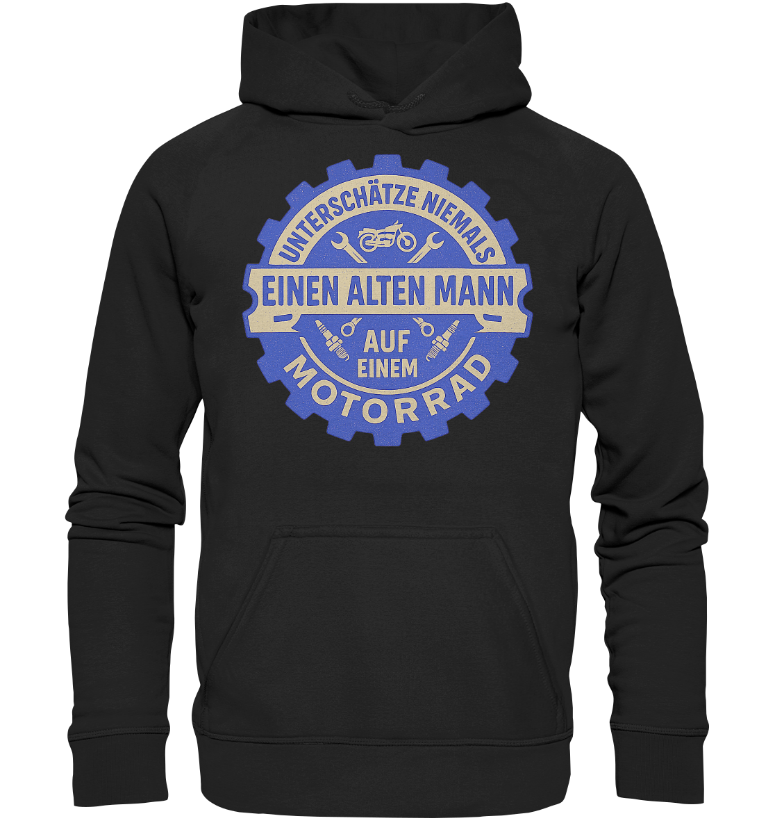 Alter Mann auf einem Motorrad - Zahnrad - Hoodie / Kapuzenpullover