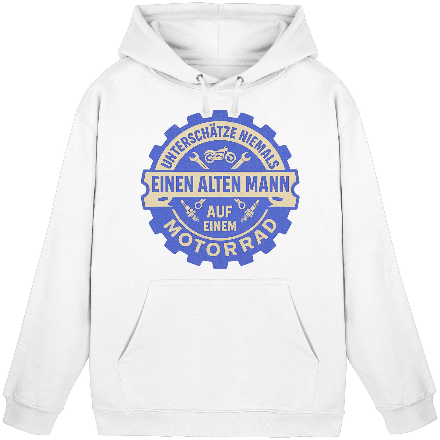 Alter Mann auf einem Motorrad - Zahnrad - Hoodie / Kapuzenpullover