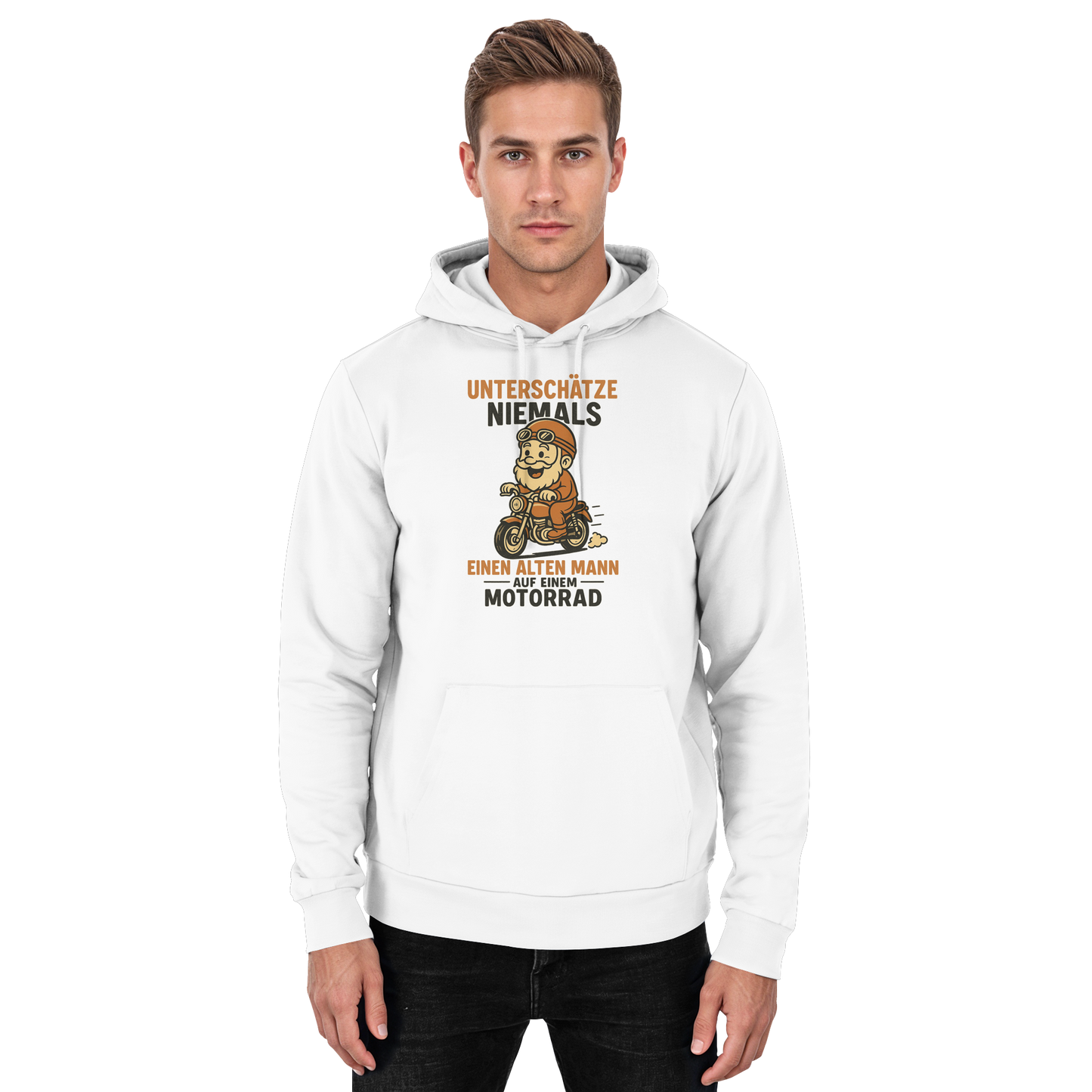 Alter Mann auf einem Motorrad - Hoodie / Kapuzenpullover
