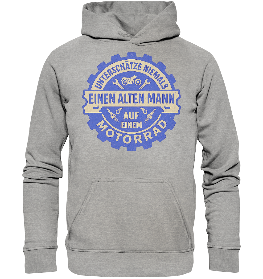 Alter Mann auf einem Motorrad - Zahnrad - Hoodie / Kapuzenpullover