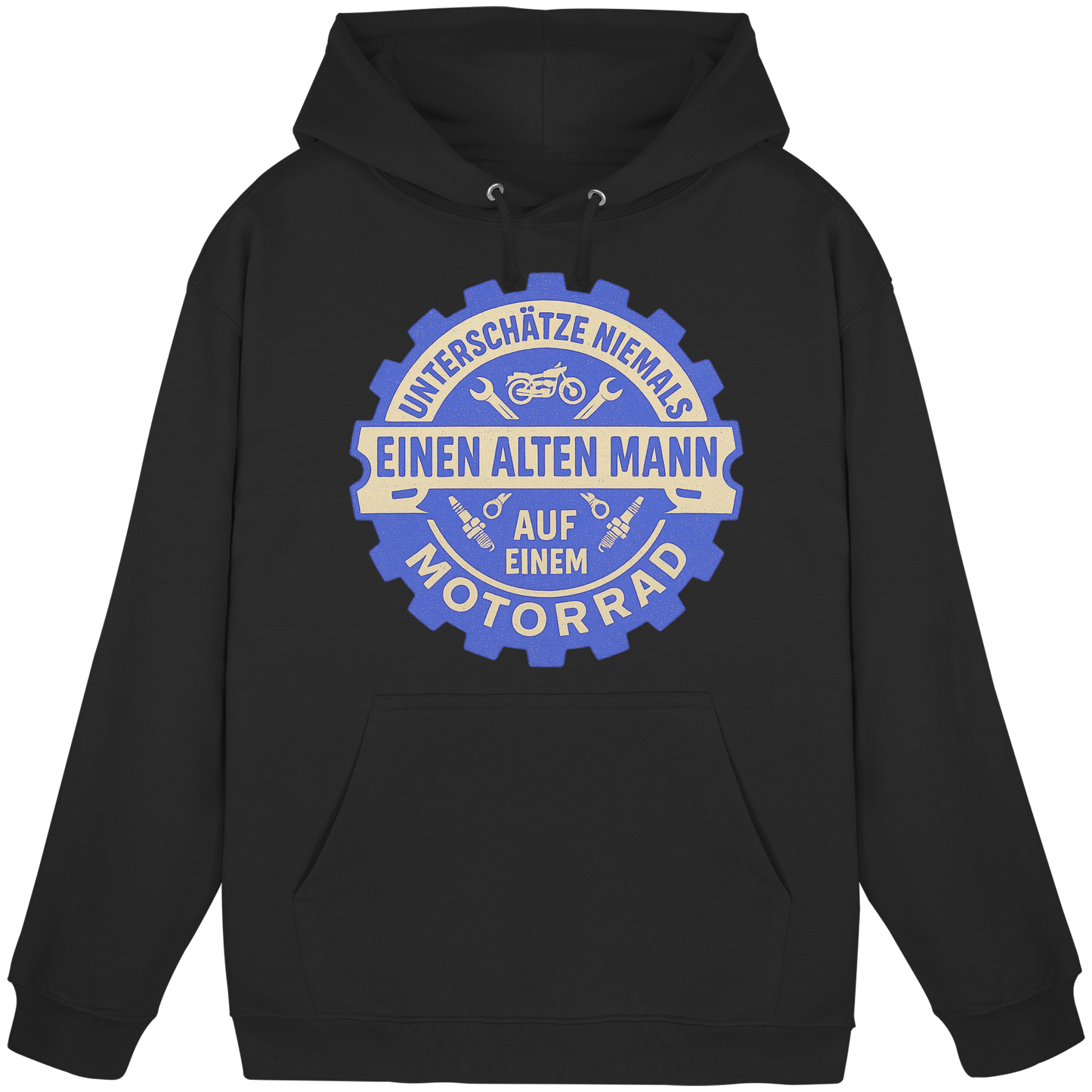 Alter Mann auf einem Motorrad - Zahnrad - Hoodie / Kapuzenpullover