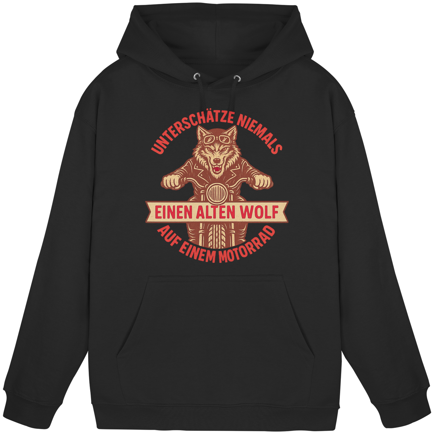 Alter Wolf auf einem Motorrad - Hoodie / Kapuzenpullover