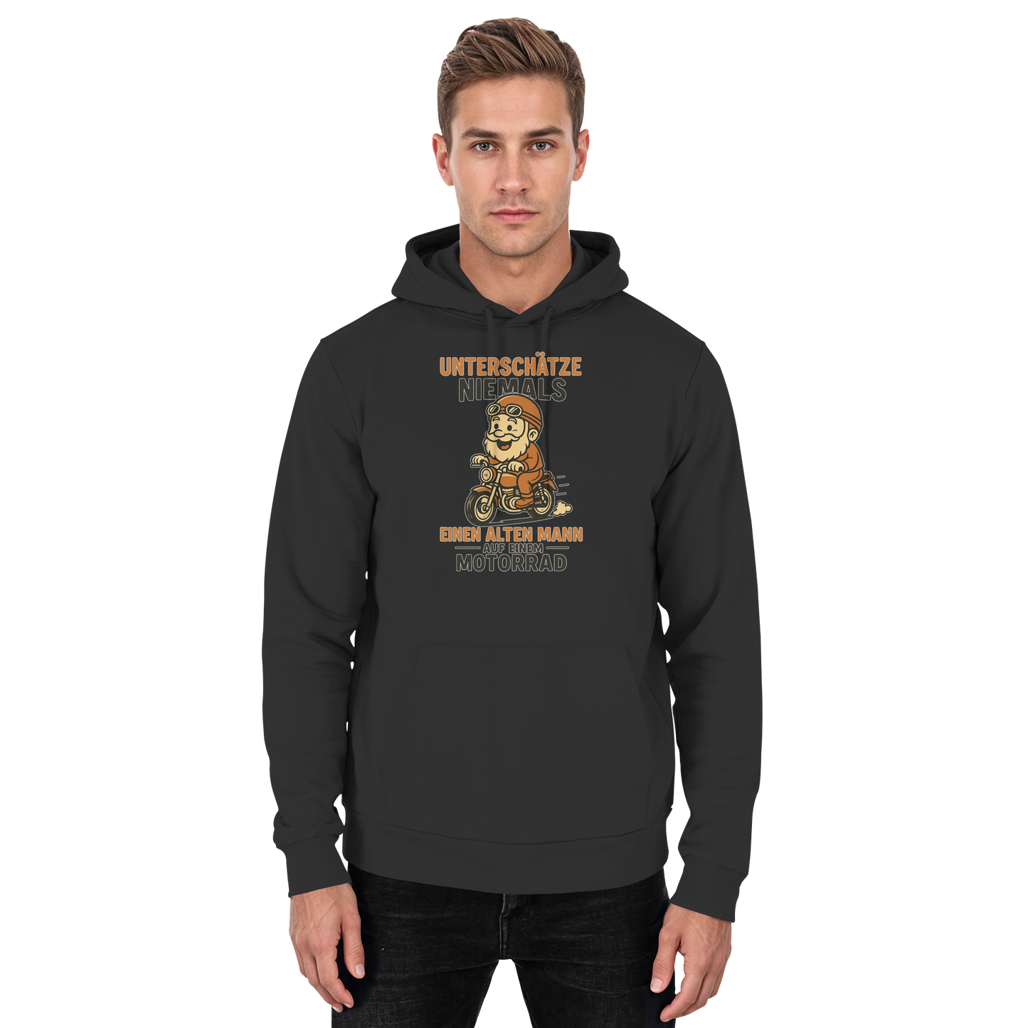 Alter Mann auf einem Motorrad - Hoodie / Kapuzenpullover