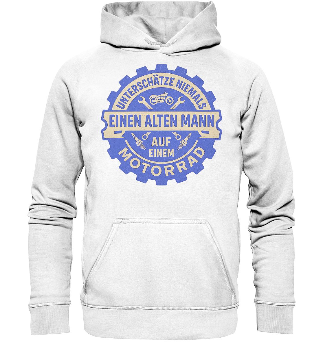 Alter Mann auf einem Motorrad - Zahnrad - Hoodie / Kapuzenpullover