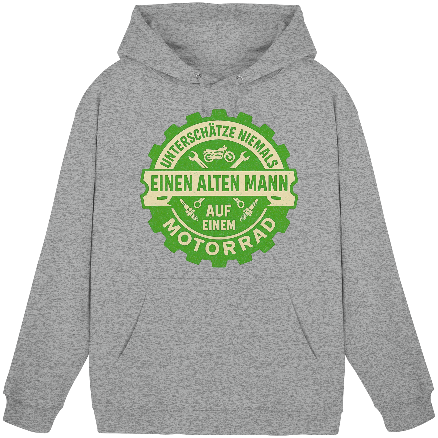 Alter Mann auf einem Motorrad - Hoodie / Kapuzenpullover