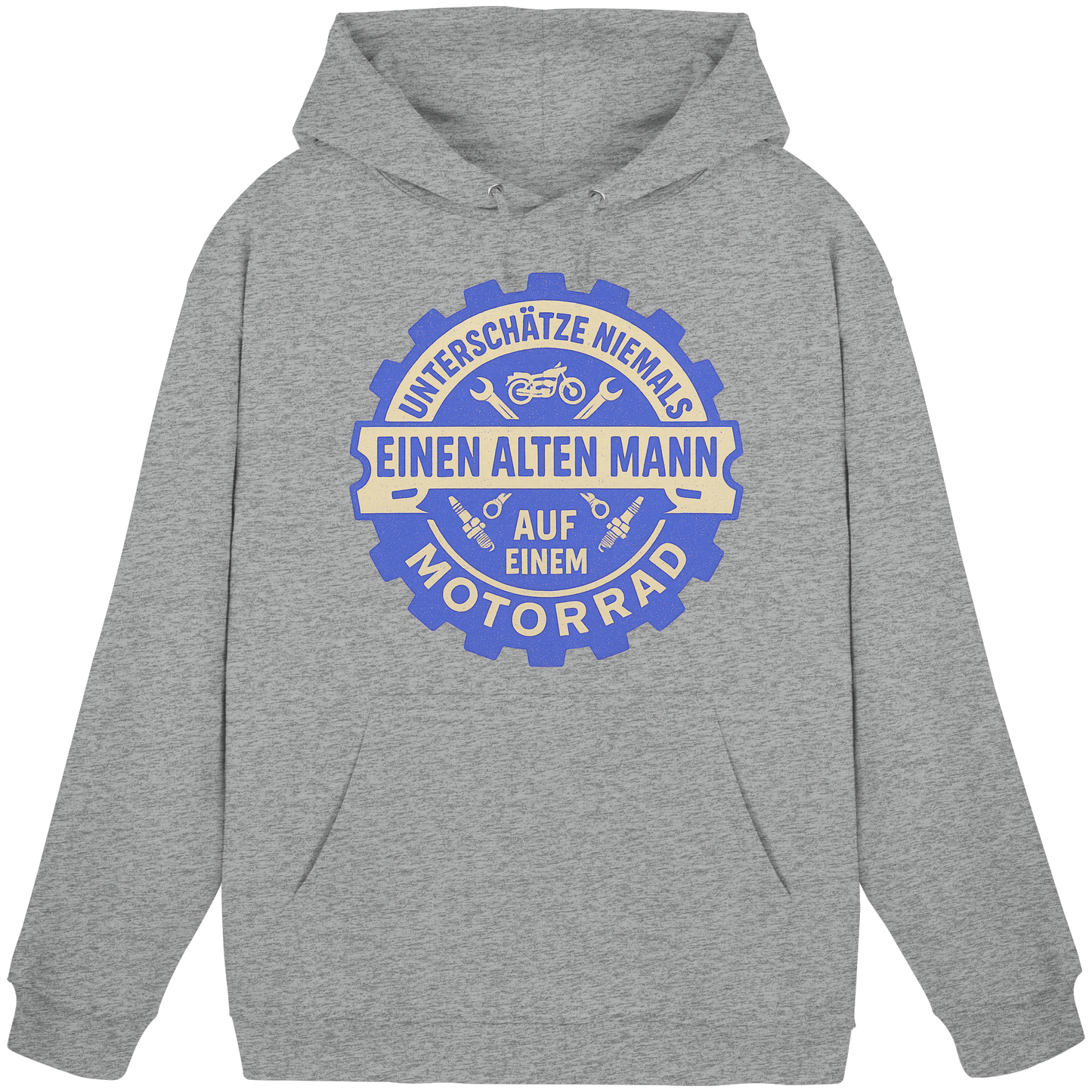 Alter Mann auf einem Motorrad - Zahnrad - Hoodie / Kapuzenpullover