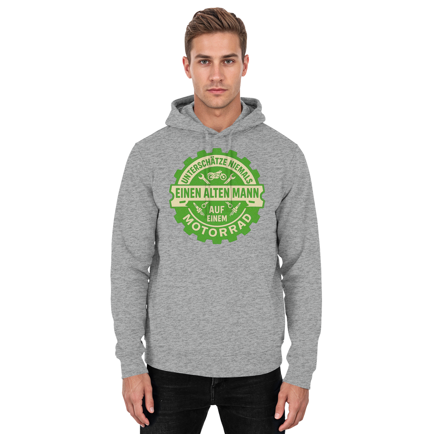 Alter Mann auf einem Motorrad - Hoodie / Kapuzenpullover