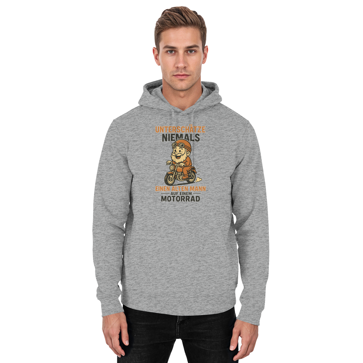 Alter Mann auf einem Motorrad - Hoodie / Kapuzenpullover