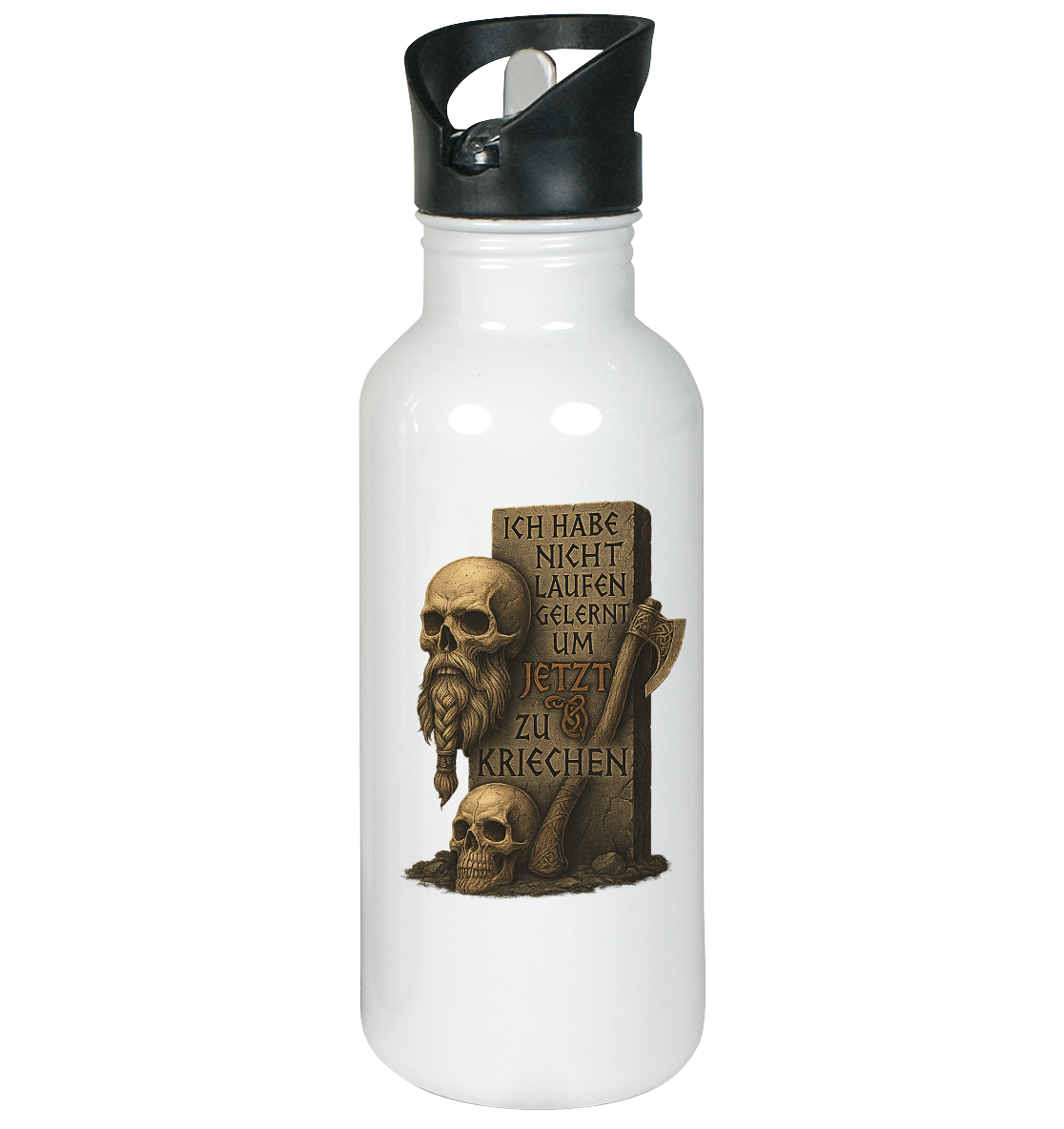 Niemals kriechen - Viking - Edelstahl-Trinkflasche