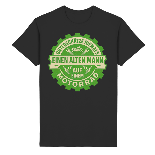 Alter Mann auf einem Motorrad - T-Shirt