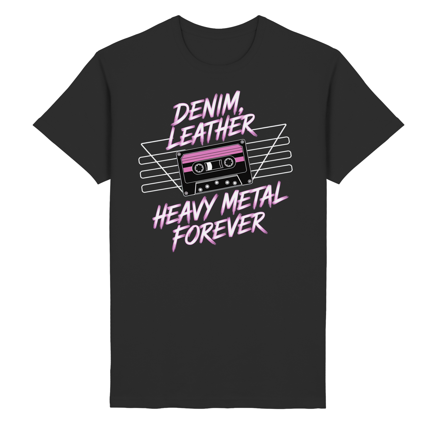 Denim, Leather, Heavy Metal Forever - T-Shirt