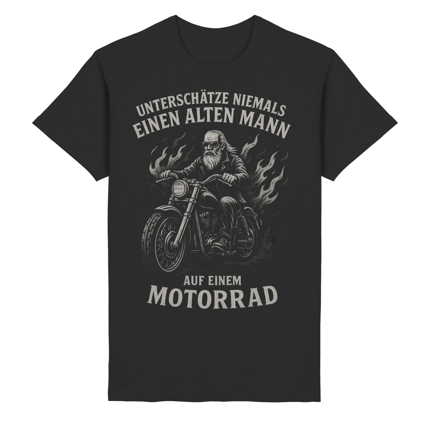 Alter Mann mit Motorrad - T-Shirt