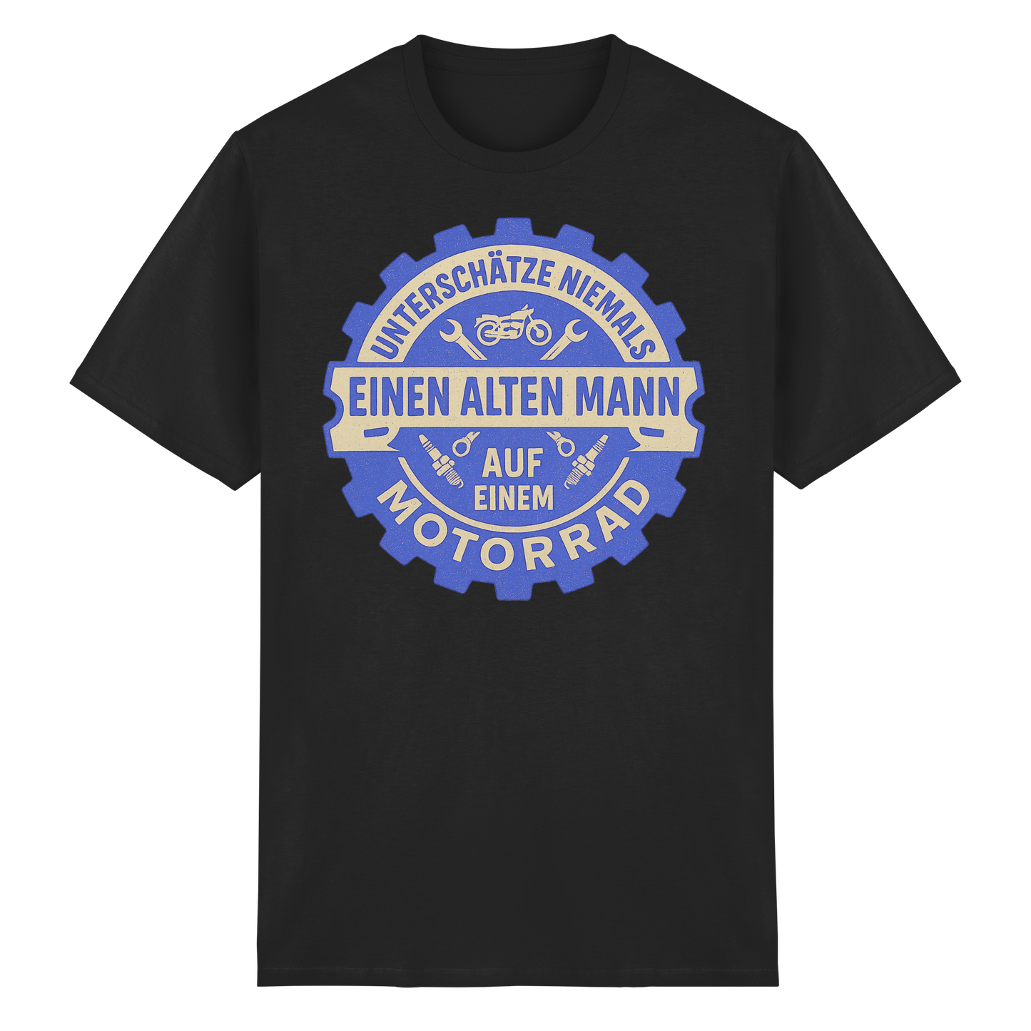 Alter Mann auf einem Motorrad - Zahnrad - T-Shirt