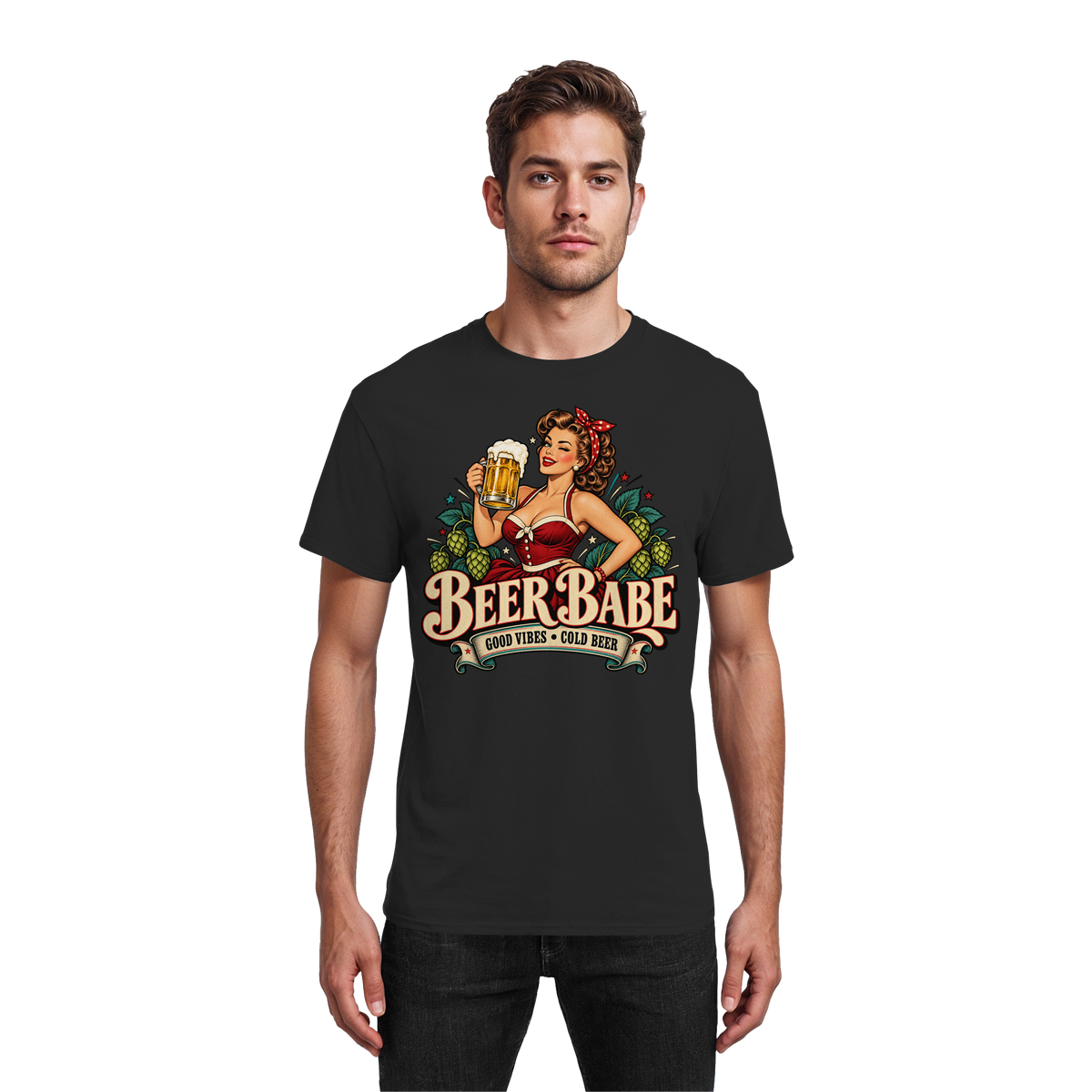 Beer Babe - Good Vibes, Cold Beer - T-Shirt