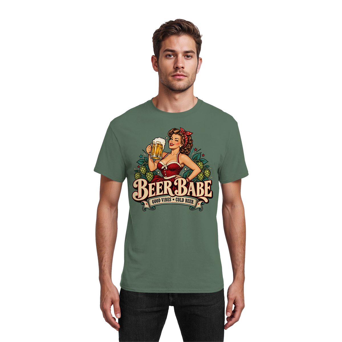 Beer Babe - Good Vibes, Cold Beer - T-Shirt