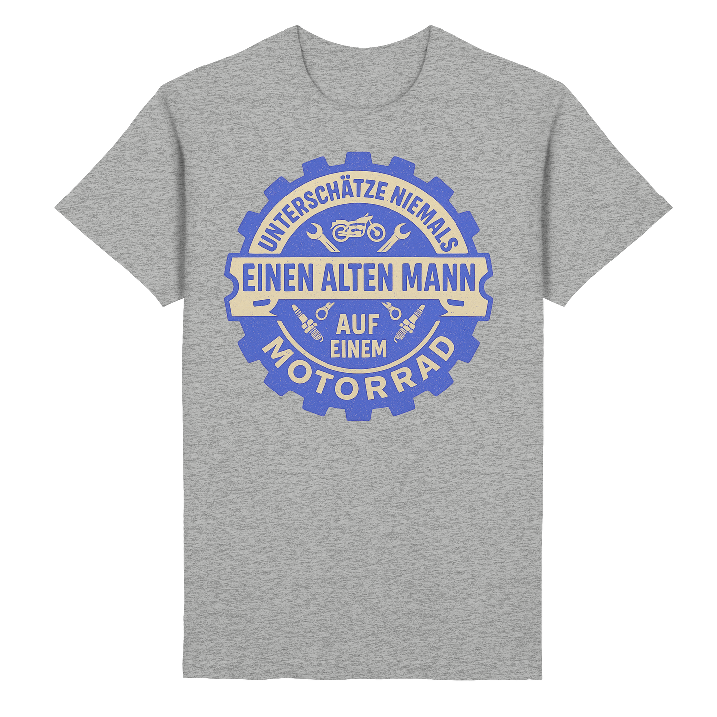 Alter Mann auf einem Motorrad - Zahnrad - T-Shirt