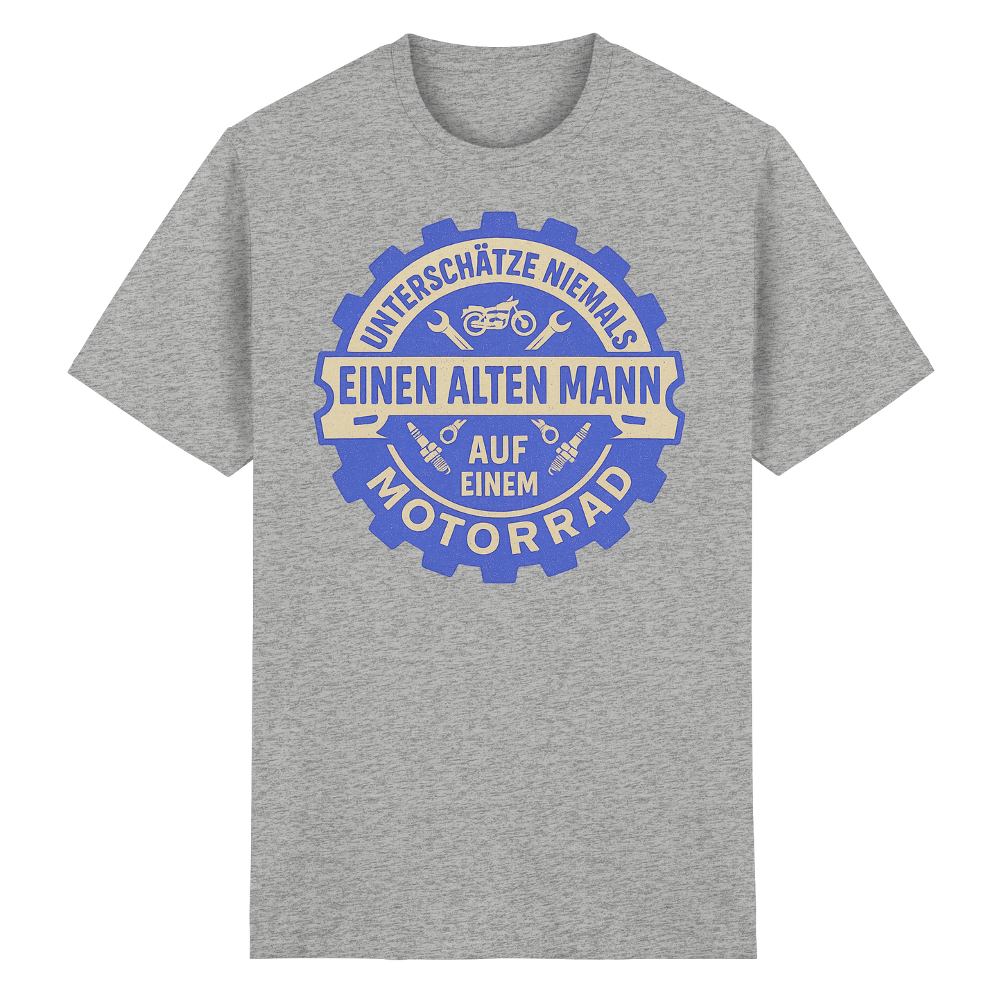 Alter Mann auf einem Motorrad - Zahnrad - T-Shirt