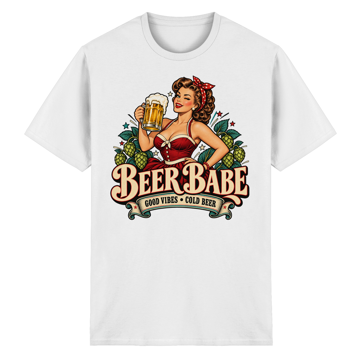 Beer Babe - Good Vibes, Cold Beer - T-Shirt