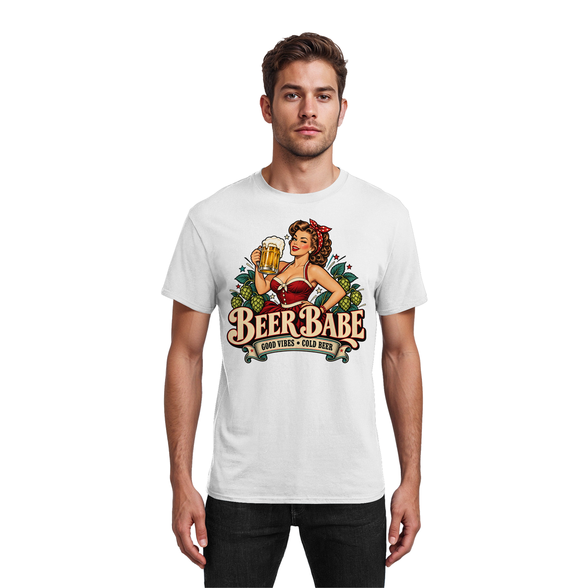 Beer Babe - Good Vibes, Cold Beer - T-Shirt