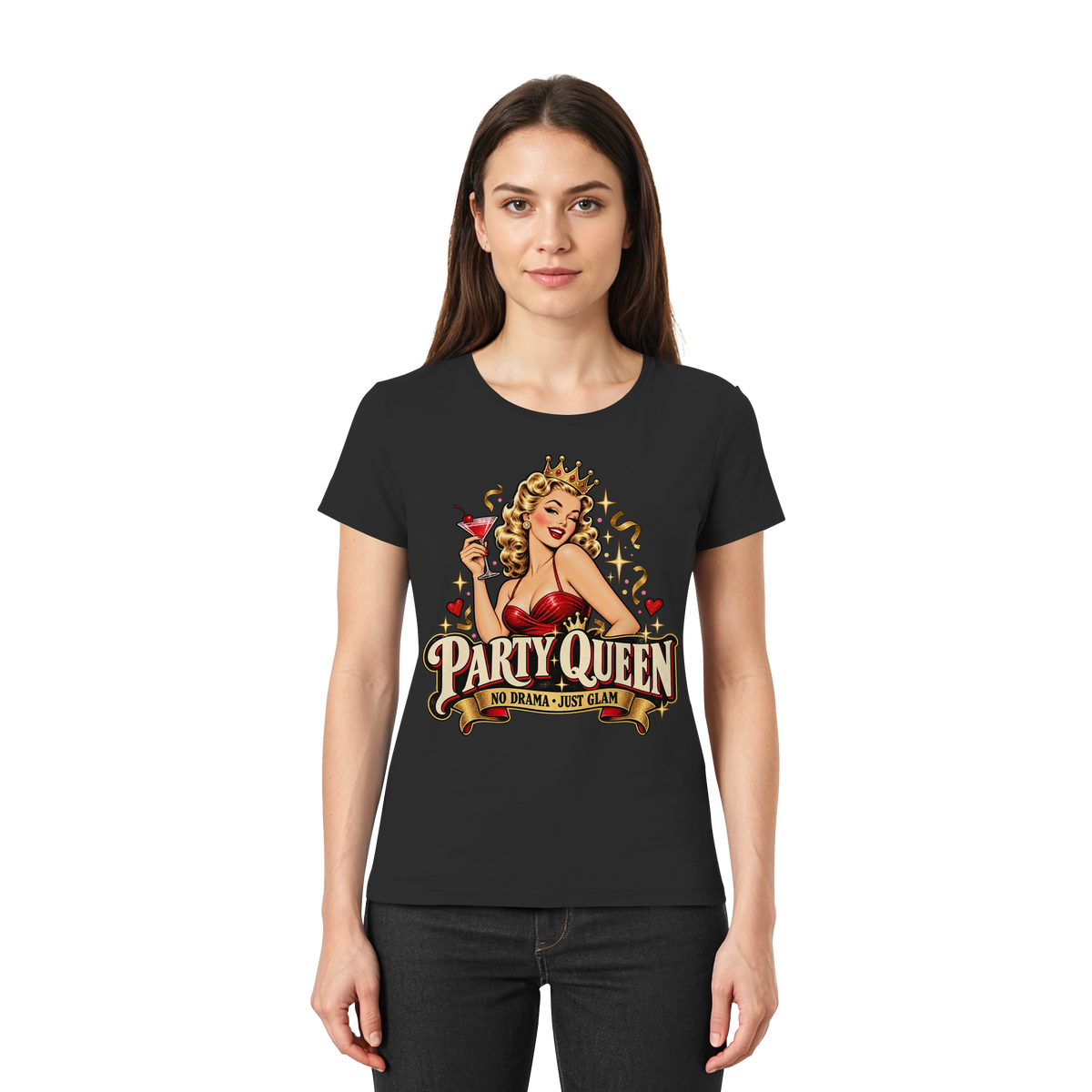 PARTY QUEEN - No Drama, just Glam - Damen T-Shirt