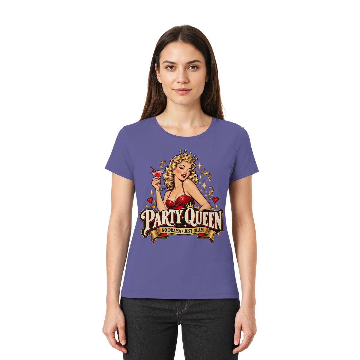 PARTY QUEEN - No Drama, just Glam - Damen T-Shirt