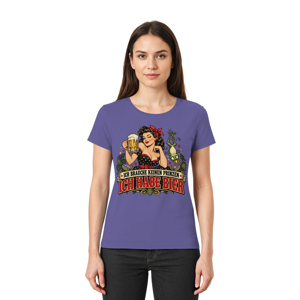 Ich brauche keinen Prinzen - Ich habe Bier - Damen T-Shirt