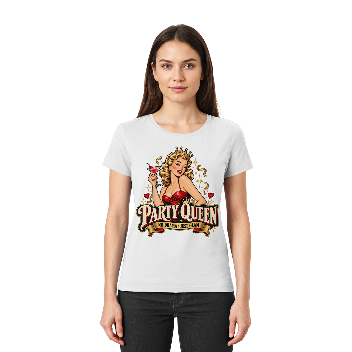 PARTY QUEEN - No Drama, just Glam - Damen T-Shirt