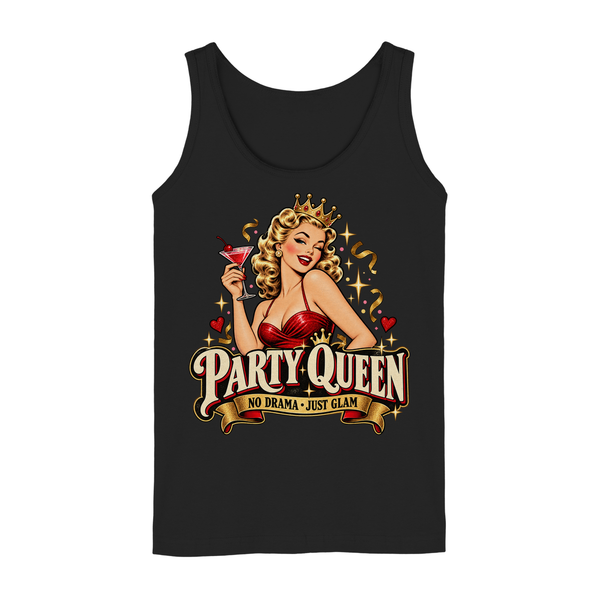 PARTY QUEEN - No Drama, just Glam - Damen Tank-Top Shirt