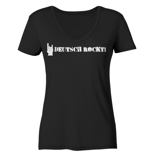 DEUTSCH ROCKT - Logo - Damen V-Neck T-Shirt